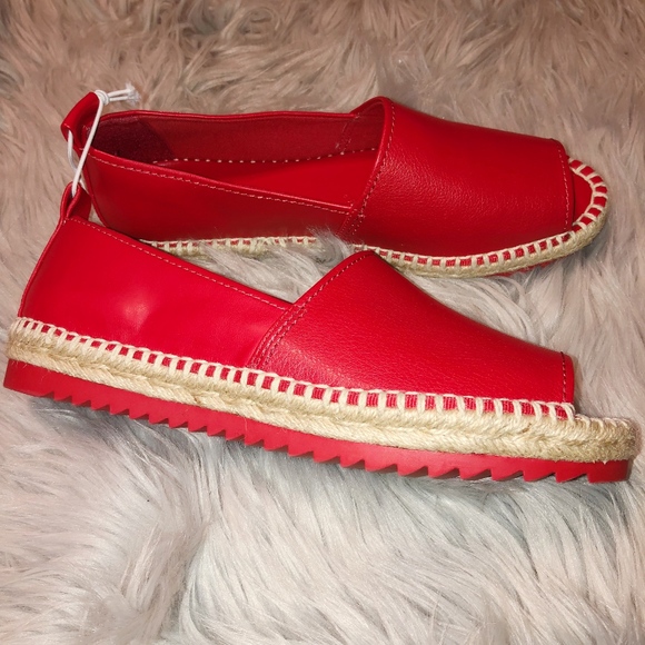 DNKY Shoes - DNKY Peep Toe Red Espadrille Slip on Shoes (9.5)